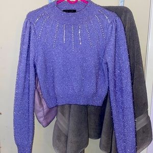 Beautiful purple cropped sweatshirt w/ elegant blings and pearls
